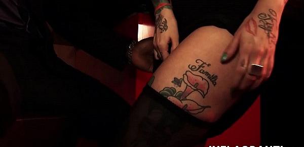  Skinny Tattoo barmaid strikes a BBC